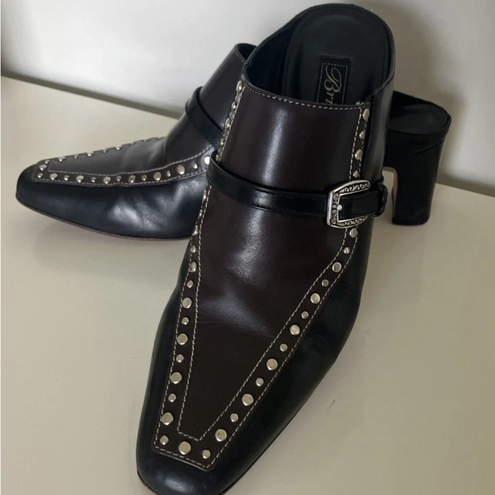Brighton Black Studded Slip-On Mule Loafers - Picture 2 of 9